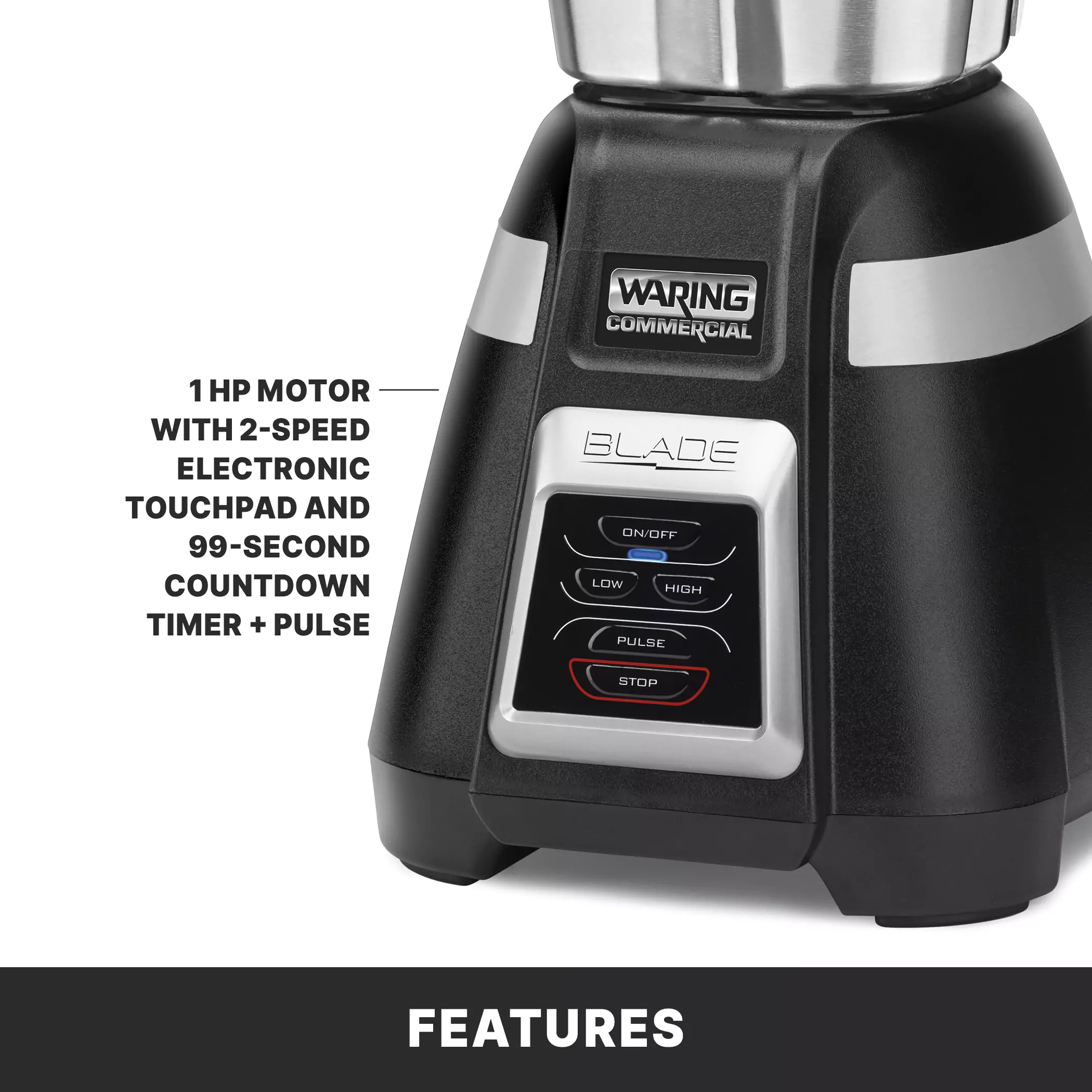Blade Blender with Timer and Stainless Steel Container